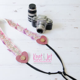 Camera strap lace flower leather heart