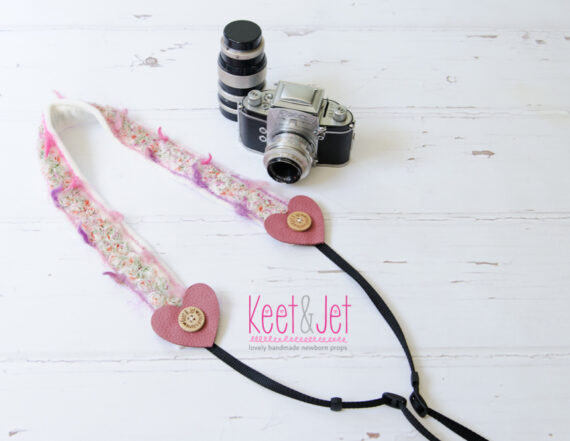 Camera strap lace flower leather heart