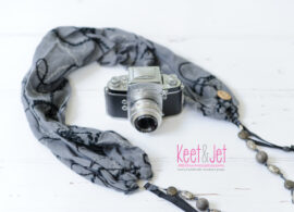 Scarf strap grey with beads