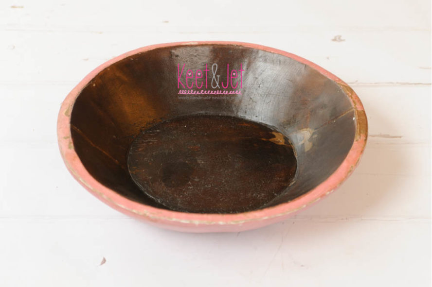 Newborn props wooden bowl pink